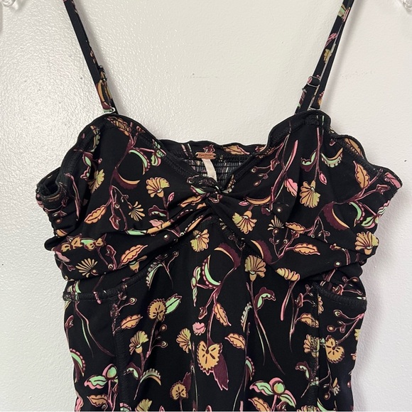 Free People Black Floral Camisole Tank Top Fairy Y2K XS Dark Foral Babydoll - Picture 2 of 5